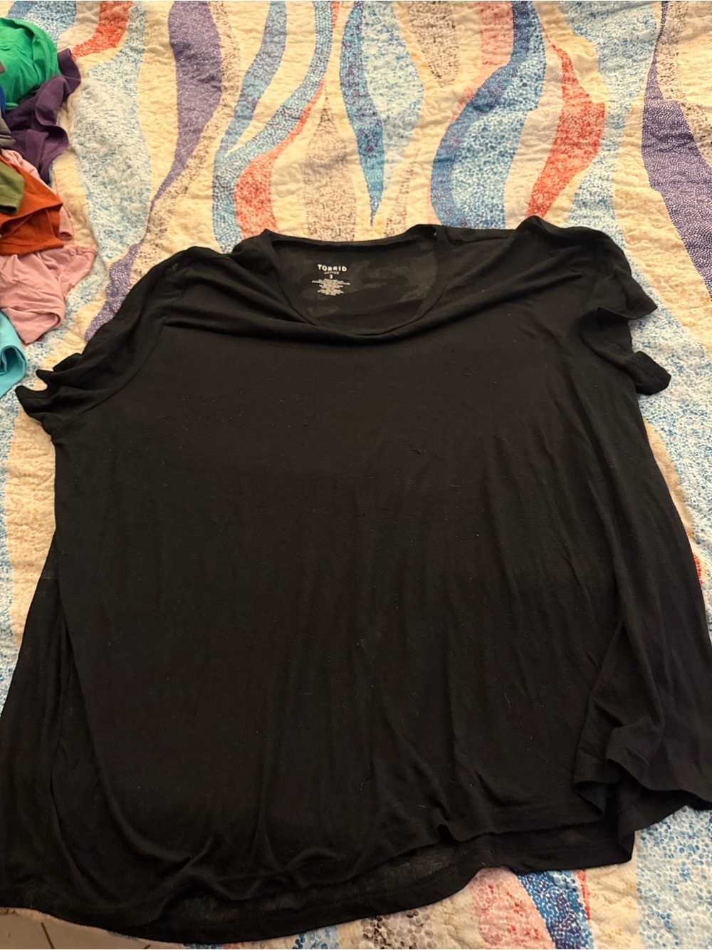 torrid Black Short Sleeve Crewneck camo see throughTee